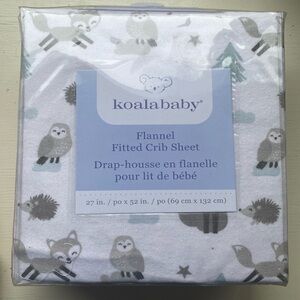 Koala Kids Flannel Crib Sheet - Gray and Blue